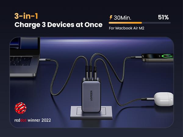 UGREEN Nexode 65W GaN USB C Wall Charger, 3-Port Compact Foldable Fast Charger Power Adapter for iPhone 17/16/15 Series, Galaxy S25/S24, Pixel 10/9, MacBook Pro/Air, Dell XPS, iPad Pro (Black),Tiktokshopstockup