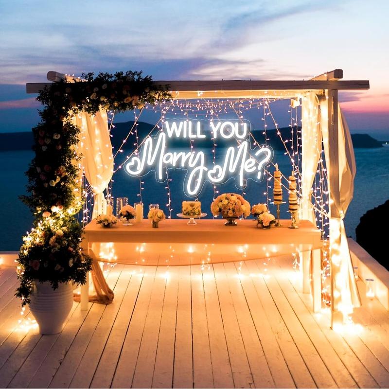 Will You Marry Me Neon Sign, Cool White Marry Me Light Up Letters Sign for Proposal Wedding Party Decorations, Will You Marry Me LED Sign for Engagement Valentines Day Gifts Wall Decor