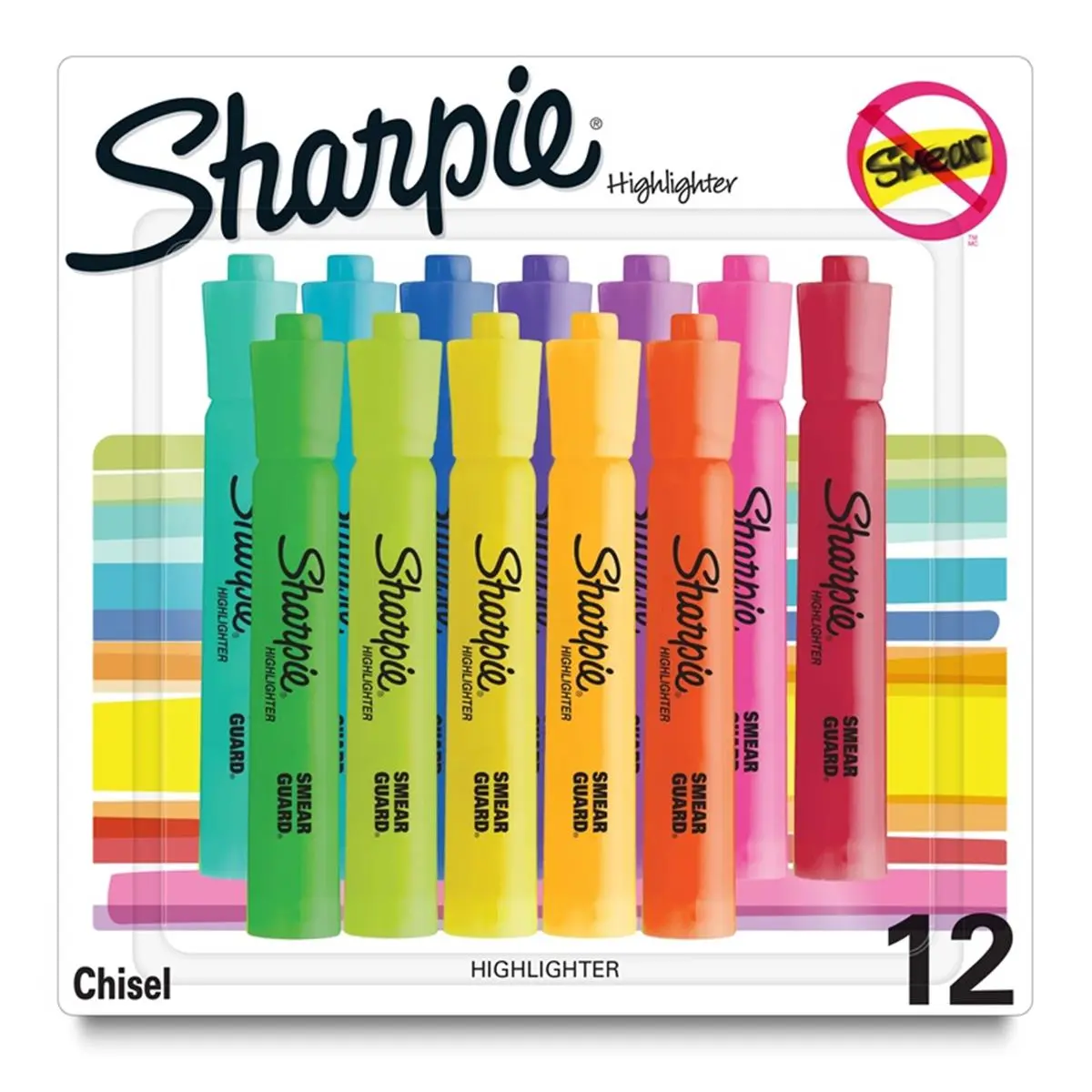 Sanford L.P Sharpie Tank Chisel Tip Colorful Highlighters, Assorted Colors with Quick-Dry Ink - 12 Count, for Highlighting, School & Office Stationery Supplies