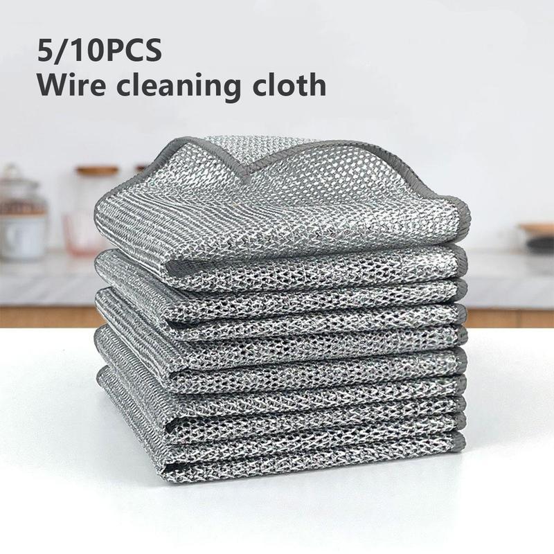 10PCS Non-scratch wire reel cloth, mesh wire cloth Reusable non-scratch cleaning cloth, multi-purpose wire reel cloth