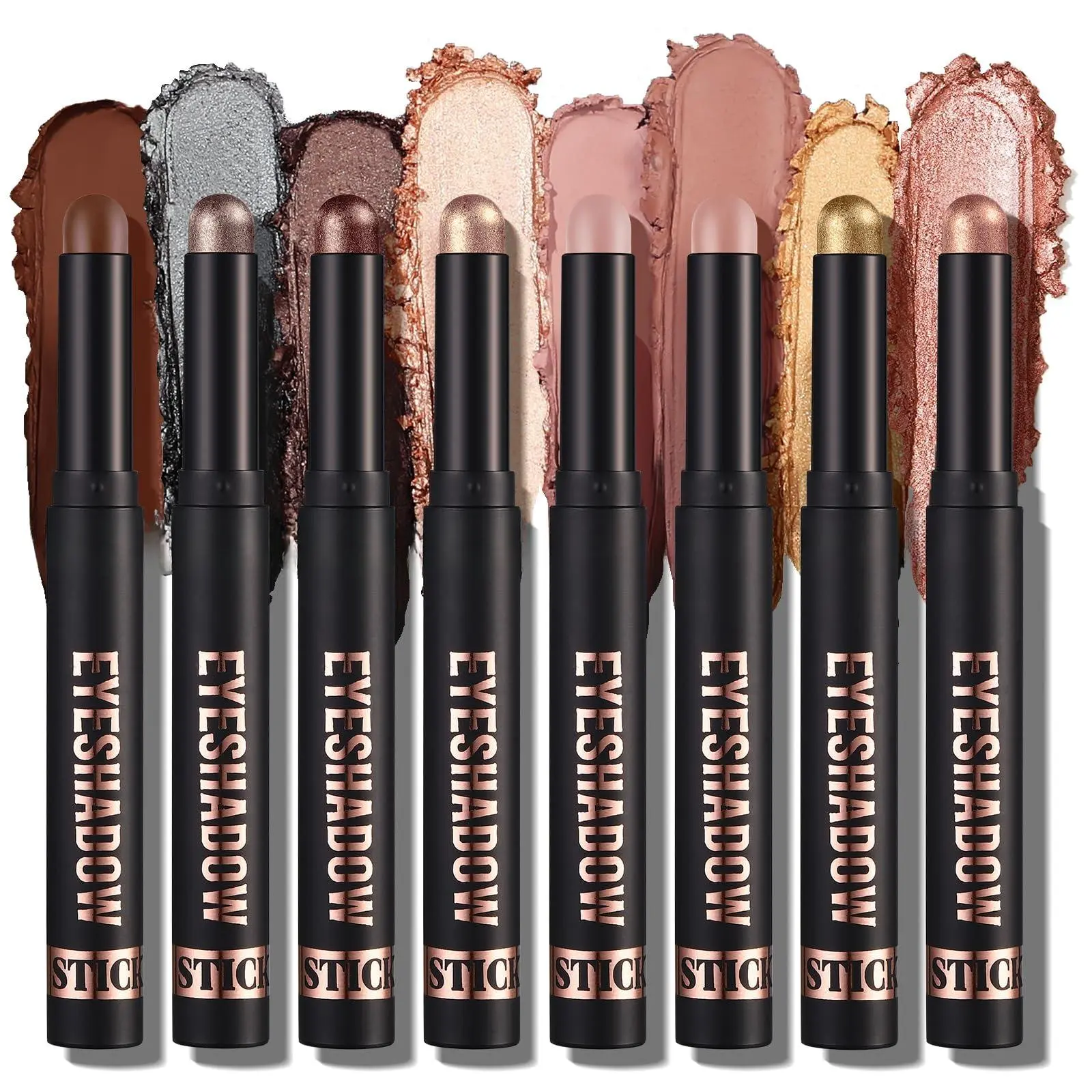 8 Color Matte Eyeshadow Stick Set, Waterproof & Long Lasting Cream Formula with Retractable Design for Office & Daily Makeup