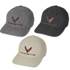 Corvette Premium Heather FlexFit Baseball Hat -Silver/Navy