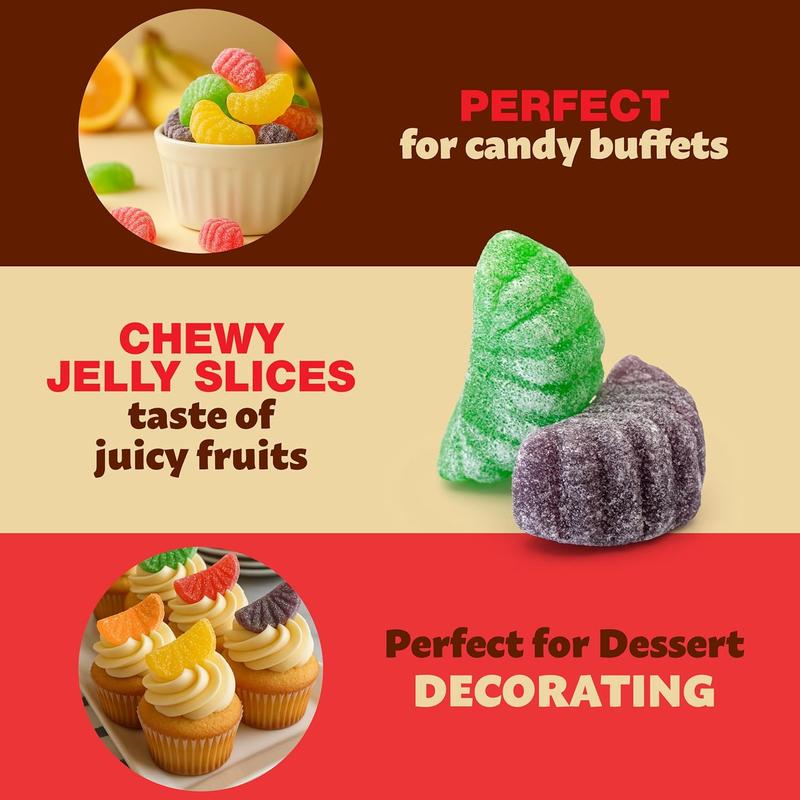 Fruit Slices Jelly Candy 2 Pound Bag | Assorted Flavors | Sugar-Dusted Old Fashioned Candy for Buffets, Holiday Gifting & Dessert Decorating