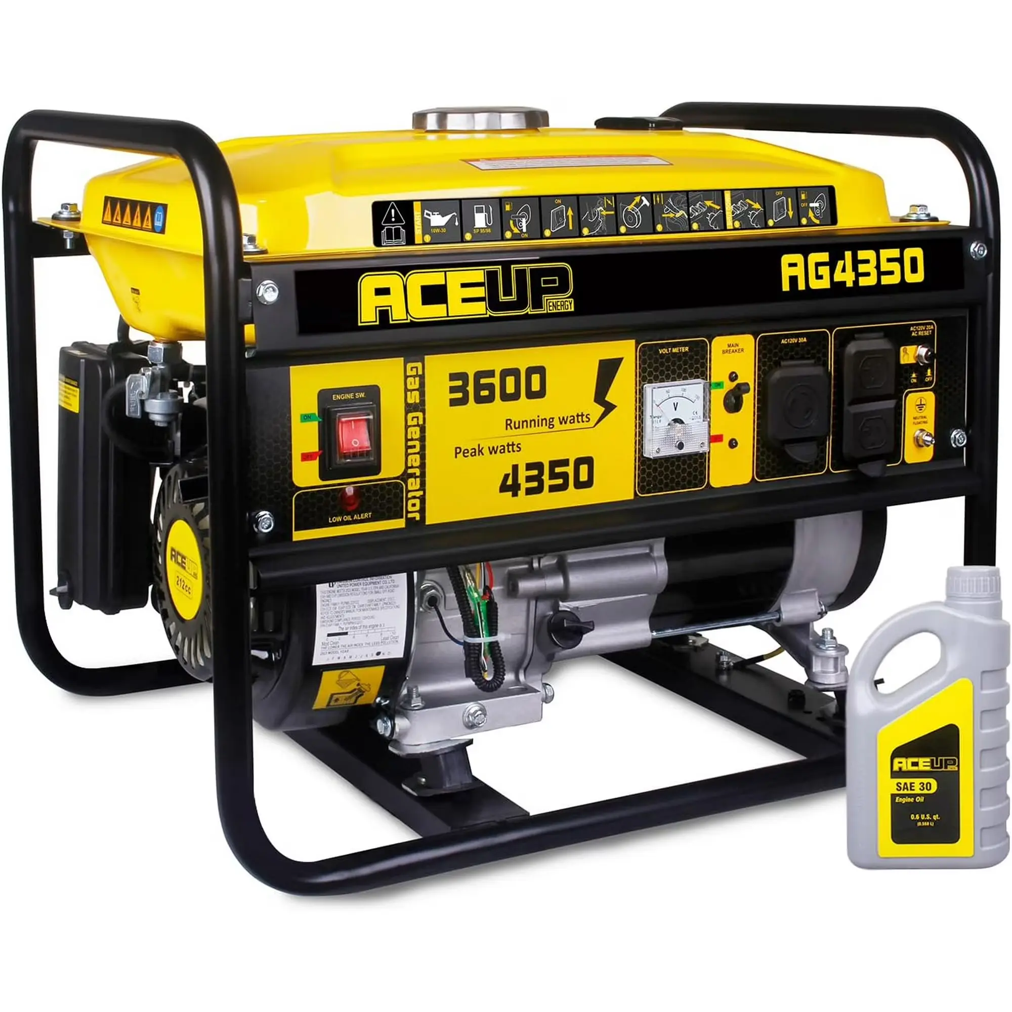 ACEUP ENERGY AG4350 Portable Generator 3600W Running & 4350W Peak Gas-Powered with Pull Cord Start EPA & CARB Compliant 7HP 212cc Engine