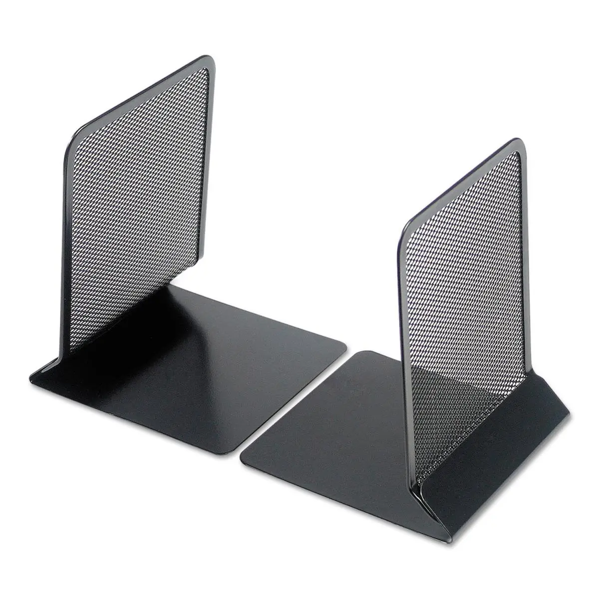Universal Office Products UNV20025 Rectangular Freestanding Black Metal Mesh Bookends - 5.37x7 in, 0.95 lbs, Decorative Desk Organizer for Office Stationery, Wall Decor, Decals, 5.37 X 7 In
