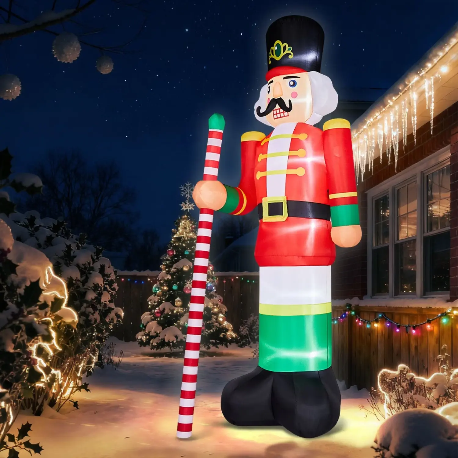 Ubesgoo 12FT Tall Magical Lighted Waterproof Plastic Christmas Inflatable Giant Soldier - Blow-Up Yard Decor with Built-In LED Star Lights, Holiday Party Front Yard Photo Backdrop