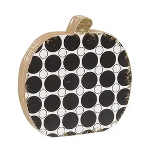 Black & White Polka Dot Wooden Pumpkin Sitter