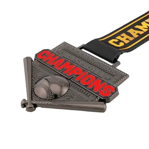 MED26 4'' Baseball Gunmetal Champions Medal