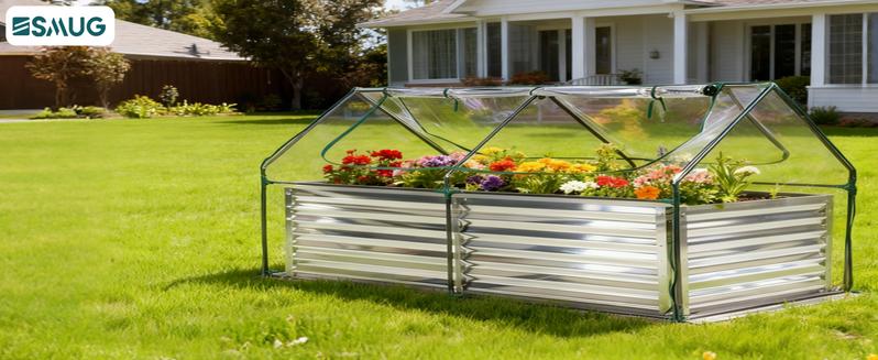 Outdoor Raised Garden Bed with Waterproof Cover for Growing Vegetables, Cold-Resistant Planter Box Kit with Large Screen Windows for Herbs & Flowers, 6x3x2ft