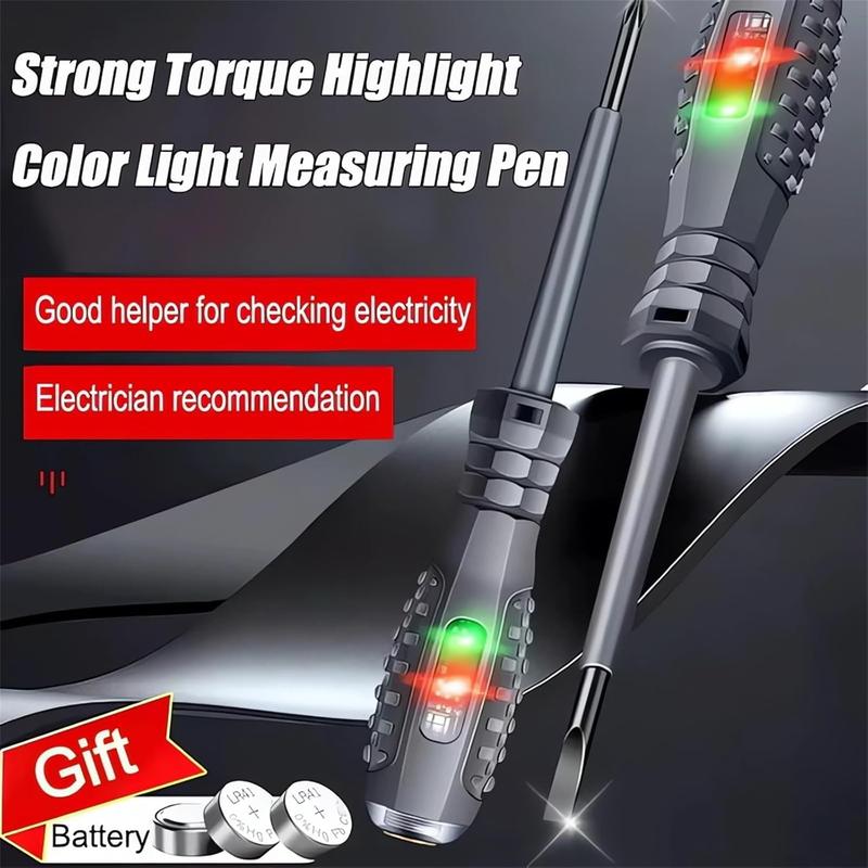 2-in-1 High Torque Strong Magnetic Flathead Screwdriver Electricity Detector Electric Non-Contact Voltage Tester Pen Electrical Current Power Circuit Live Wire Electrician Tester (F+P)