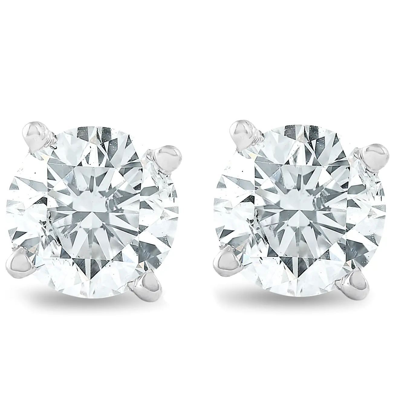 3/4Ct Round Brilliant Natural Diamond Stud Earrings in 14K Gold Classic Setting