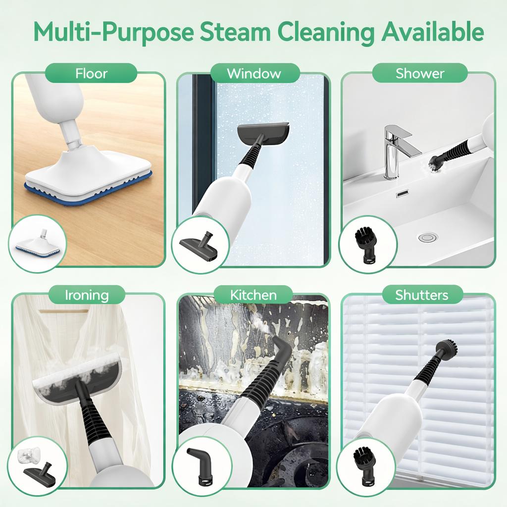 [FebFaves]10-in-1 Portable Handheld Steam Mop Cleaner, 212℉ High-Temperature Cleaning and Sanitizing Household Mop for Floors, Tiles, Walls, Glass, and Stubborn Grease.