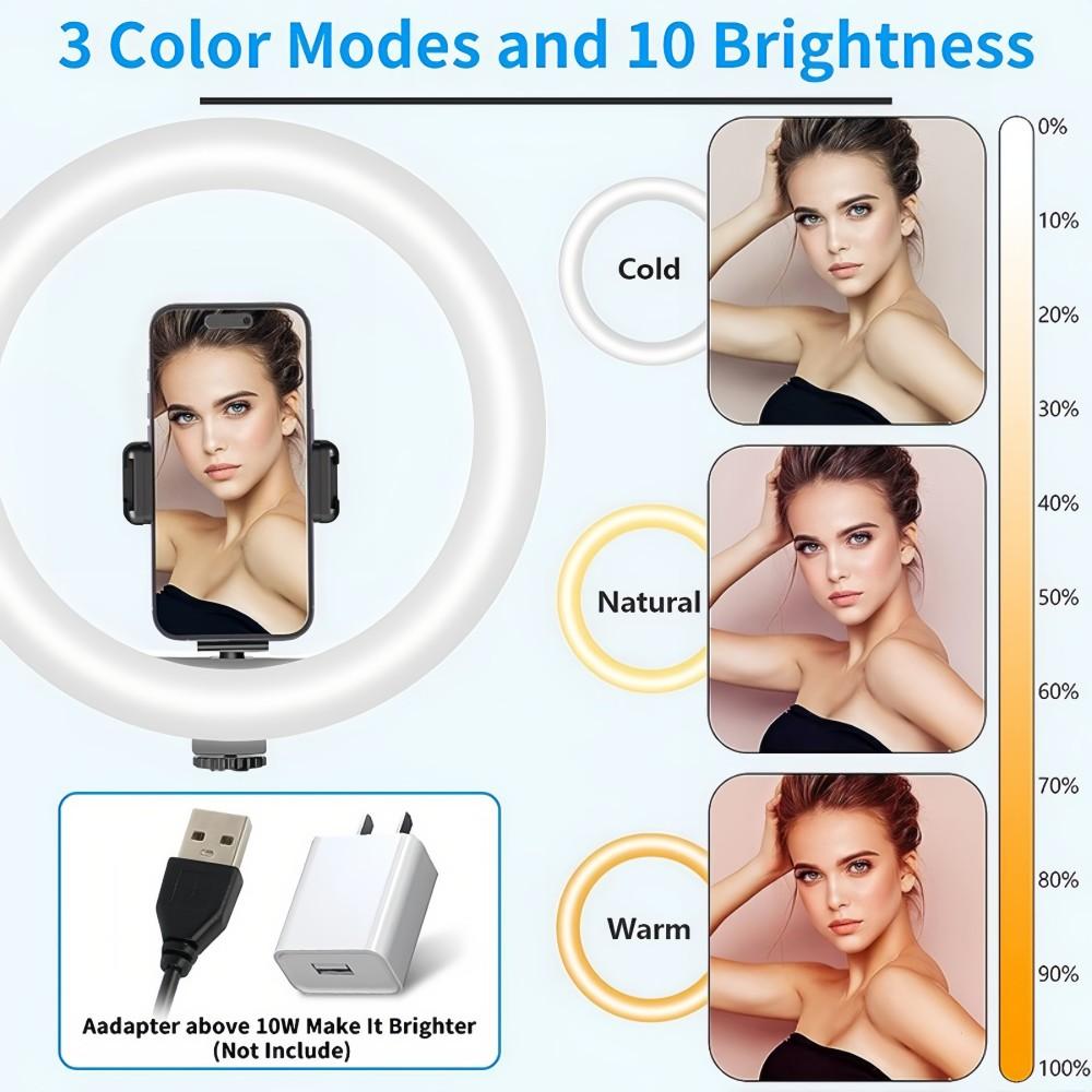 Adjustable Mechanical Arm Phone Mount with 10" Dimmable Ring Light & Remote, LED Selfie Ring Light for Desk with Phone Holder Fill Lamp, 1/4" for Camera, Universal For 4.7-7" Phone, for Selfie YouTube Tiktok Live Stream Cooking Video Recording Vlog