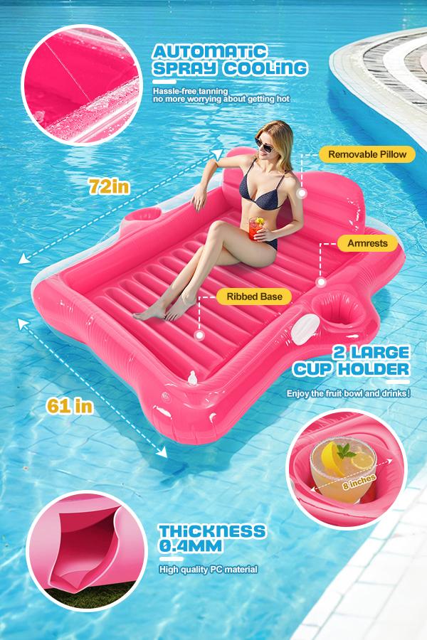 Inflatable Tanning Pool Lounger Float, 72*61’’/80*67’’Large Size Pool Floats Adult with Automatic Spray Cooling, 5 in 1 Suntan Tub Raft Floatie, Sunbathing Bed Lounge for Pool Party Yard Tanning dealsforyoudays Inflatable Tanning Pool Lounger Float, 72*61’’/80*67’’Large Size Pool Floats Adult with Automatic Spray Cooling, 5 in 1 Suntan Tub Raft Floatie, Sunbathing Bed Lounge for Pool Party Yard Tanning dealsforyoudays