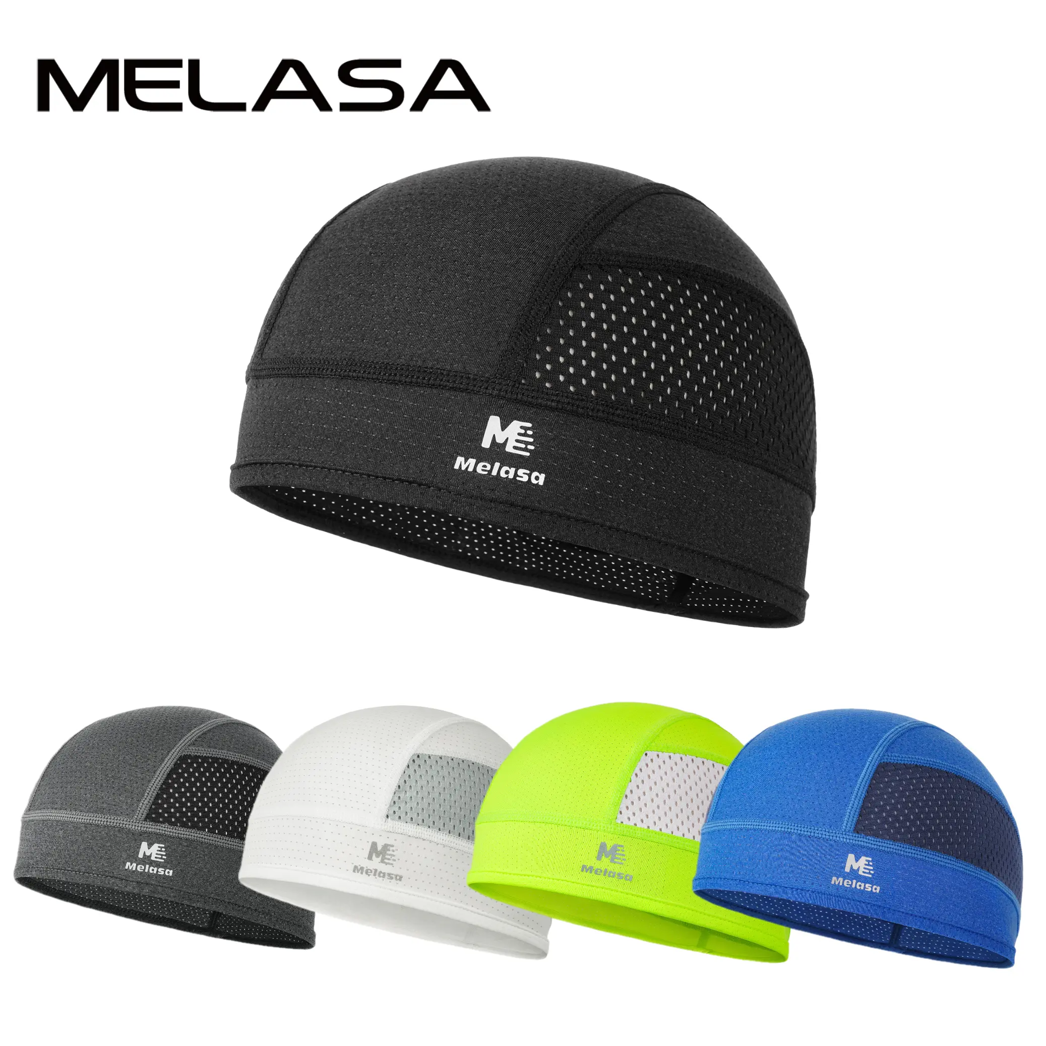 MELASA 2/3 Pack Cooling Skull Caps, Featherlight Stretch Stays Secure Lightweight Sports & Outdoor Hats, Breathable Sweat-Wicking Helmet Liner for Motorcycle, Hiking/Light Outdoor, Hard Hat Use