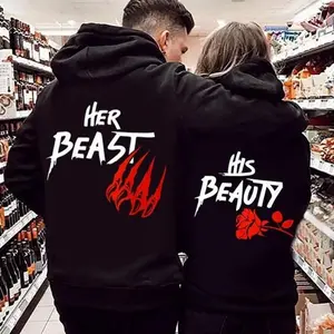Her Beast His Beauty Couple Hoodie, Matching Outfits For Couples, Couple Gifts, Valentine Day Gifts, Anniversary Shirts, Trending Couple