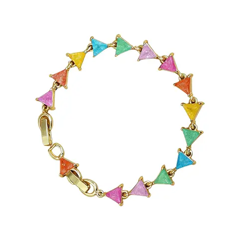 Loveden Women's Macaron Candy Sweet Gold Plated Bracelet - Copper, 6in, Beads, All Skin Friendly, Anti-Tarnish, Hypoallergenic Gift-Ready Charm Jewelry, Adjustable Multi-Color Gold Plated Bangle, Graduation Gift
