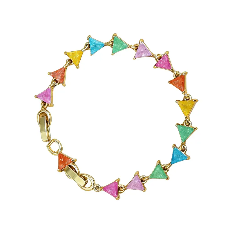 Loveden Women's Macaron Candy Sweet Gold Plated Bracelet - Copper, 6in, Beads, All Skin Friendly, Anti-Tarnish, Hypoallergenic Gift-Ready Charm Jewelry, Adjustable Multi-Color Gold Plated Bangle, Graduation Gift