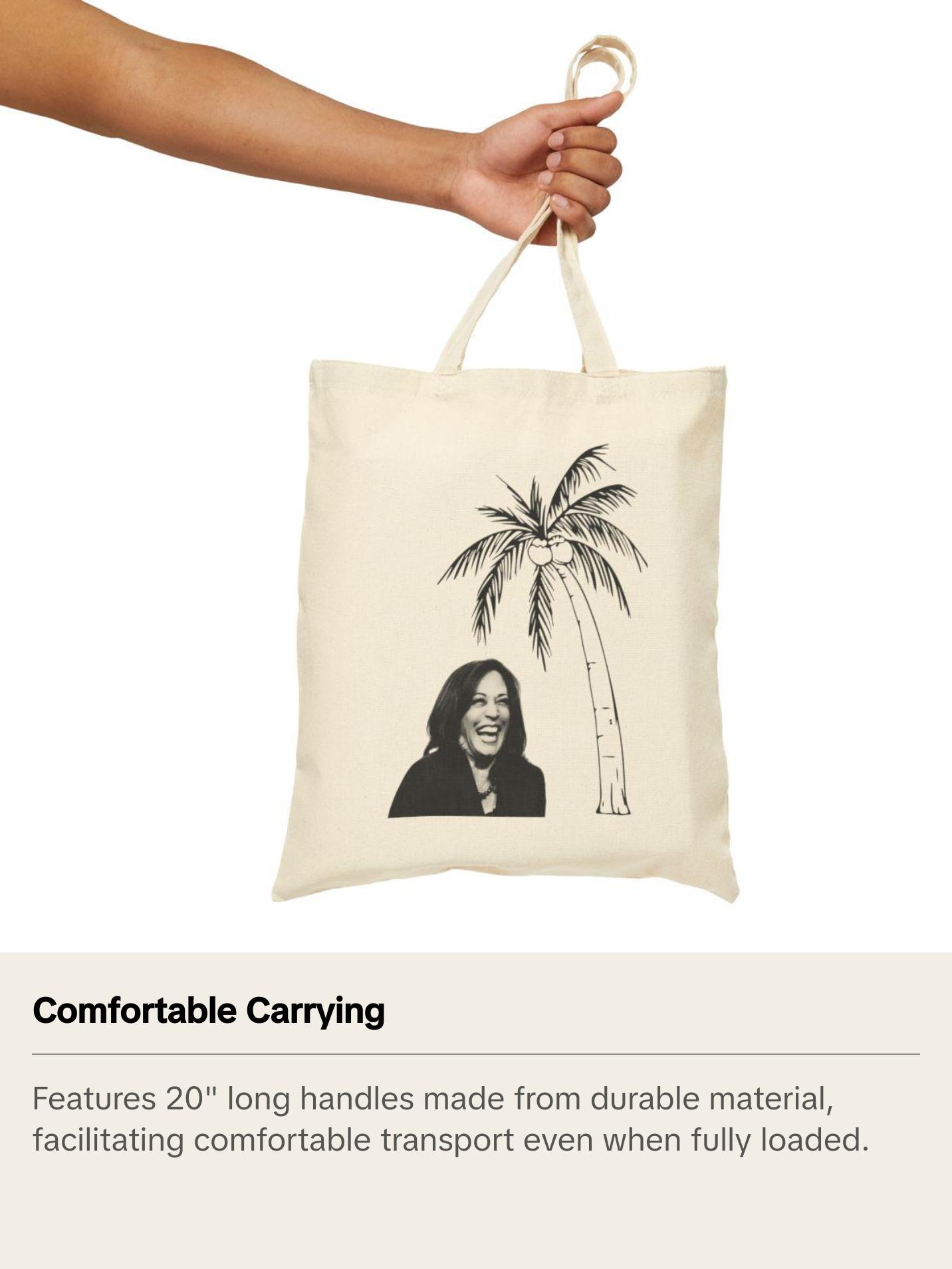 Kamala Tote Coconut Tree - Kamala Harris 2024 Merch, 100% Cotton, Canvas Tote Bag, Unisex