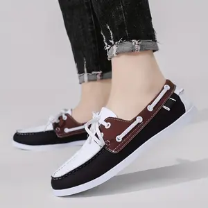 Color-matched vintage sports shoes, men's fashionable loafers, with a comfortable soft sole design. Suitable for men's outdoor activities or for lazy people to slip on with one step.