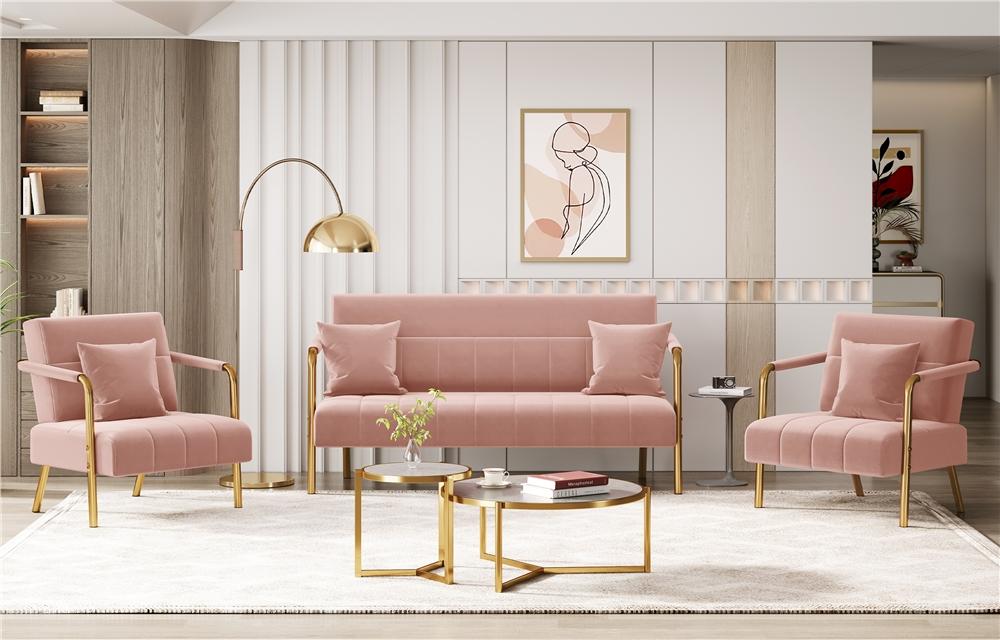 Yaheetech 56.5" W Modern Loveseat 2 Seater 2 Pillows Sofa Luxurious Velvet Fabric Couch for Bedroom, Home Office, Studio