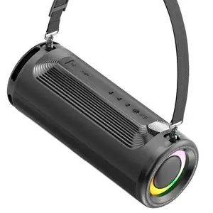 WSTER JC-810 Portable Wireless Bluetooth Speaker LED RGB Light HiFi Stereo Sound IPX4 Waterproof TWS Pairing BT5.3 AUX Input Deep Bass Subwoofer Outdoor Camping Party Travel Loud Audio Weatherproof Loudspeaker System