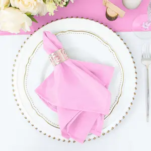 5 Pack Polyester 17"x17" Napkins Pink - Durable & Wrinkle Resistant Dinner Napkins