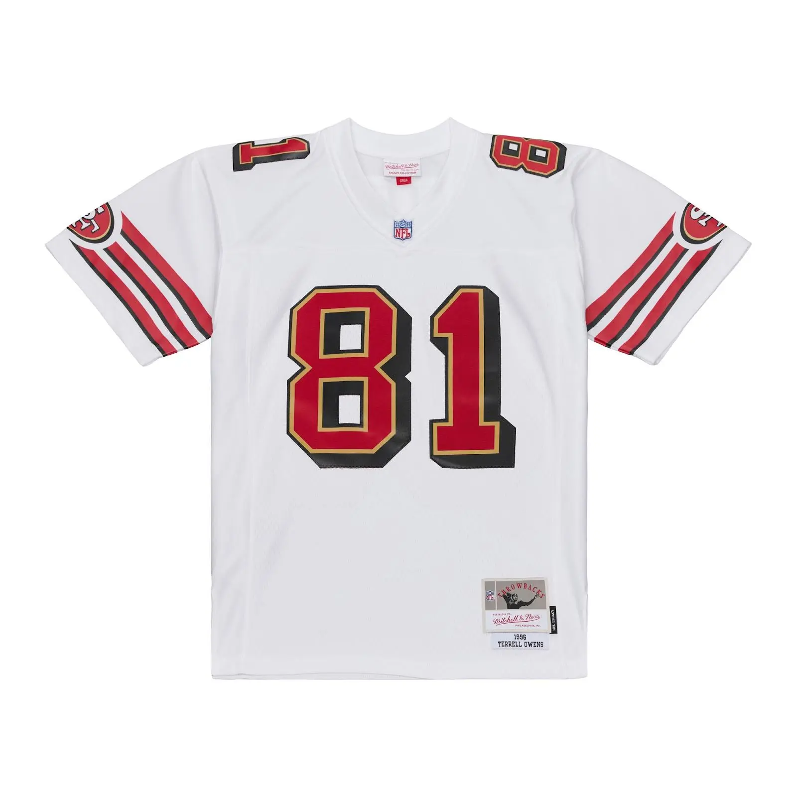 Mitchell & Ness San Francisco 49ers Terrell Owens 1996 White Classic Legacy Football Fanwear Jersey Mitchell & Ness San Francisco 49ers Terrell Owens 1996 White Classic Legacy Football Fanwear Jersey