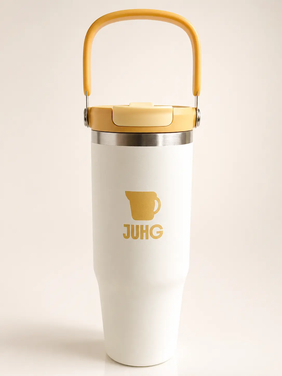 JUHG Insulated Stainless Steel Water Bottle, 32oz Original Cream Design, Leak-Proof Lid, Hand Wash Recommended