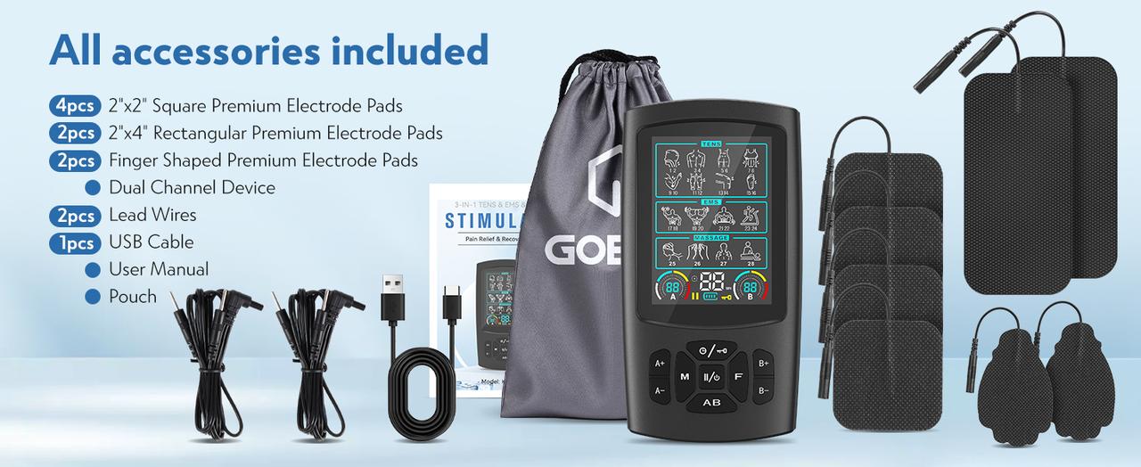 TENS & EMS Muscle Stimulator with 28 Modes, Dual Channel Muscle Stimulator Machine with 8PCS Electrode Pads, for Muscle Relief, Shoulder, Neck, Back, New Upgraded Color Screen