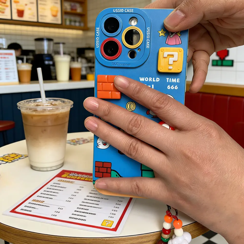 3D Cartoon Anime Shockproof Back Cover for Multi-Model iPhone (17 Pro Max,17 Air,16,15,14 Plus,13,12,11) - with Pendant Charm, Mirror Stand Prop - Cute Phone Accessory for Anime Fans