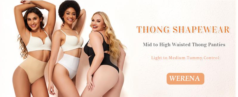 Werena Tummy Control Thong Shapewear for Women Seamless Shaping Thong Panties Body Shaper Underwear