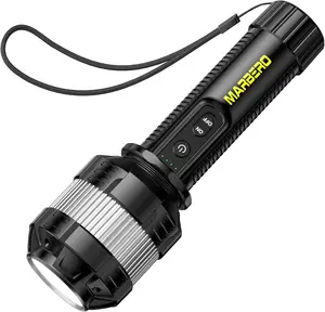 MARBERO Rechargeable Flashlight High Lumens with 4000mAh Battery Focused Beam Super Bright LED Powerful Flashlight 3 Modes Tactical Compact Portable Flashlight for Hiking Power Outage