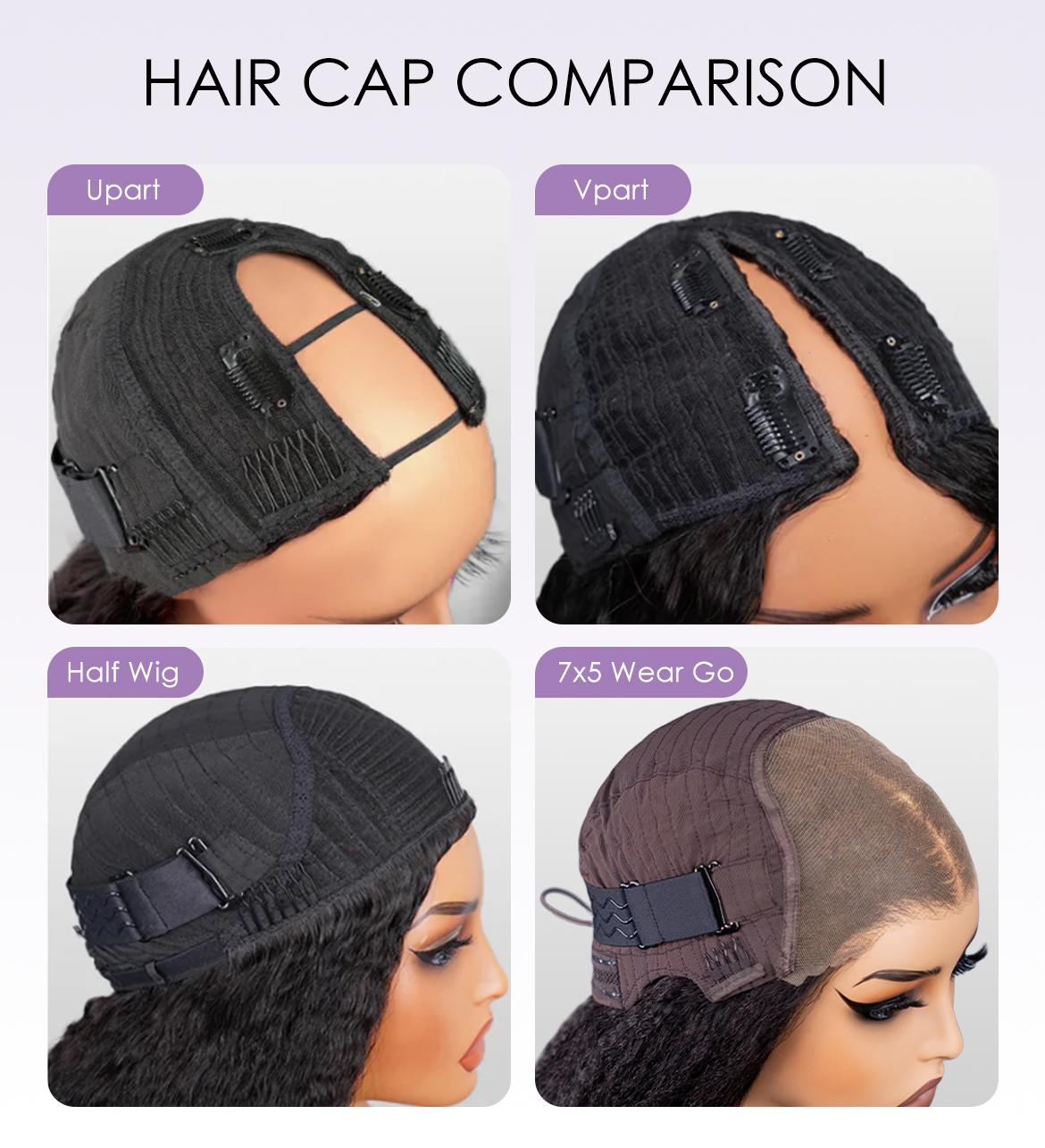 [Must-Have Wig] Wavymy Pre-Styled Butterfly Cut Layer Yaki Straight Natural Wave V Part&Half Wig Beginner Friendly Glueless No Lace Easy Install 250% Density 100% Human Hair Natural Realistic Hairline Comfortable Protective Styling Daily