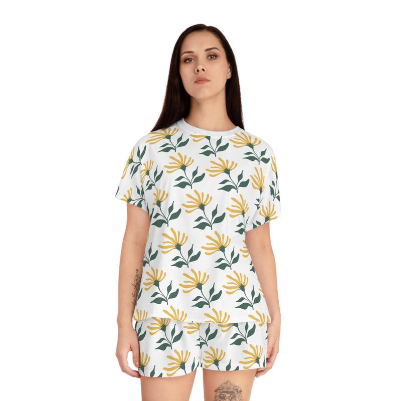 Yellow Flower Women's Short Pajama Set