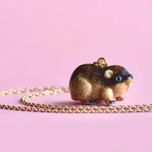 Lemming Necklace | Camp Hollow Ceramic Animal Jewelry | Porcelain Pendant