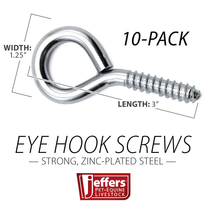 Jeffers Steel Wire Eye Hook Screws for Barn & Stable, 10 Pack