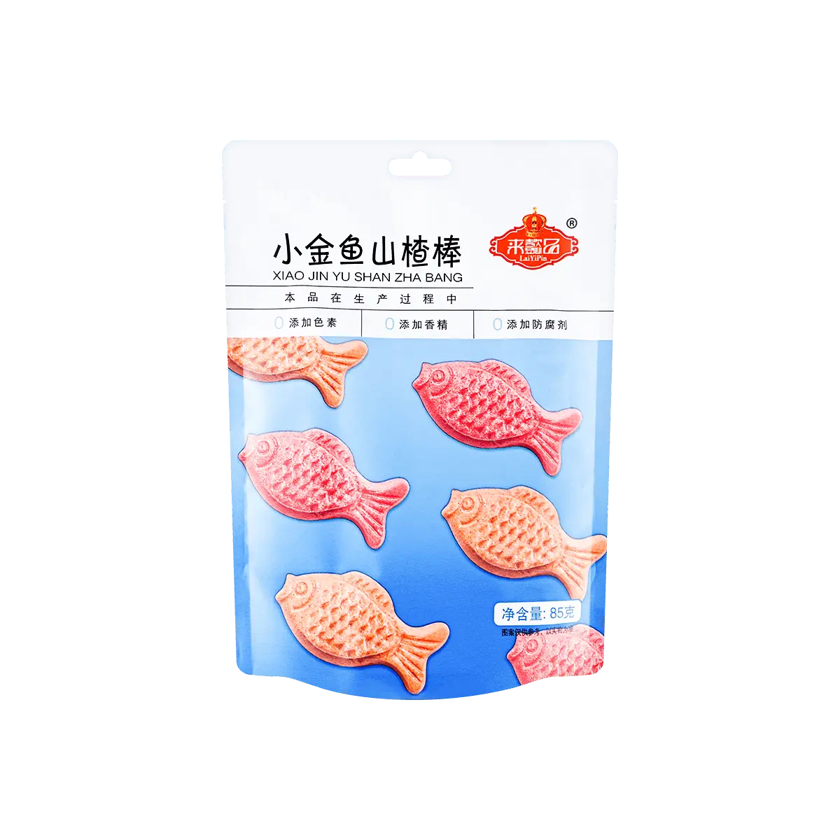 LAIYI PIN Fish Shaped Hawthorn Candy Lollipops 85g - Fun Kids Snacks, Sweet & Sour Fruit Treats