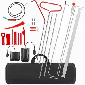25-piece car tool kit, professional car emergency tool kit, equipped with 68-inch hooks and air pump, portable toolbox, car/truck interior disassembly tools, suitable for emergency repairs.