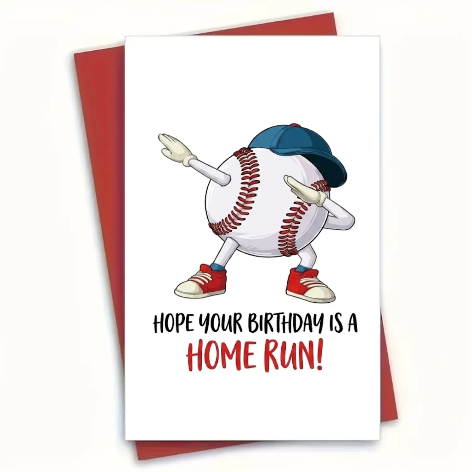 ⚾ Cool Baseball Birthday Card for Son Grandson 🧢 Funny Dabbing Sports Greeting Card 5x7 Premium 350GSM Glossy with Red Envelope 💌 Unique Home Run Gift for Athlete Boy Kids Teenager Sports Fan Celebration High Quality Keepsake Joy 🏆