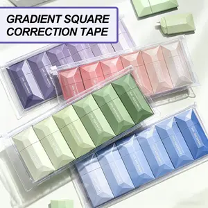 Gradient square correction tape,12-pack correction tape set,easy to carry, compact,office stationery, campus stationery, office supplies, school supplies, gradient design.