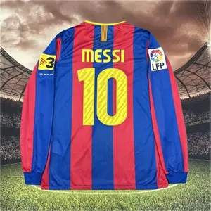 2010 2011 Barca Home retro No.10 Messi Stripe Long sleeve Soccer jersey 2010 2011 Barca Home retro No.10 Messi Stripe Long sleeve Soccer jersey