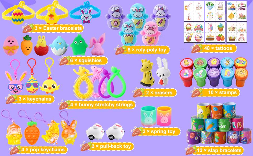 100 Pcs Easter Egg Fillers & Basket Stuffers for Kids – Boys & Girls Easter Party Favors, Classroom Prizes, Goodie Bags, Easter Egg Hunt Toys & Gifts
