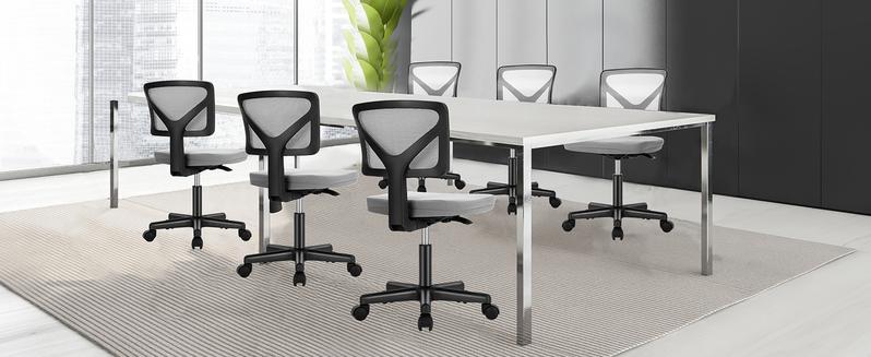 Furnest Furniture Indoor Furniture Chair Height Adjustable Armless Low Back with 360° Rolling Swivel Wheels for Small Space, Office, Bedroom