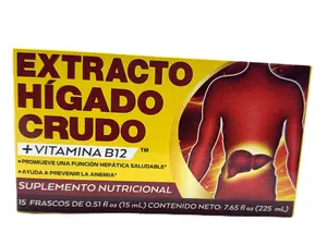 Extracto de Higado Crudo + Vitamina B12  15 frascos/15 ml (0.51 oz) Support Liver Health Energy Production