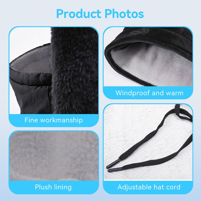 SOLOEVER 3-in-1 Thermal Hat Plush Balaclava Windproof Waterproof Adjustable Fit for Men Women Unisex Design Ideal for Outdoor Activities Ideal Gifts for Christmas outdoor winter warm hat cold