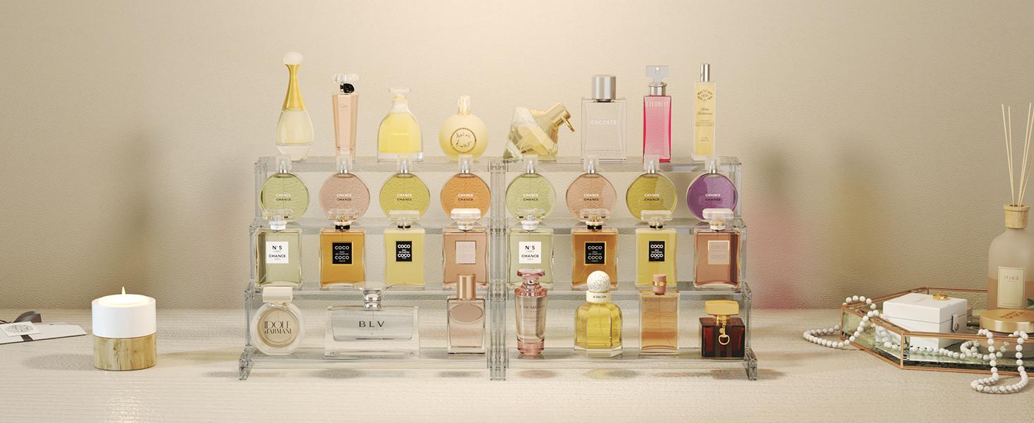 Lifewit 4 Tier Clear Display Stand for Perfume, Cologne, Fragrance, Skincare, Makeup, Cosmetics, Figures, Cupcake, Dessert Shelf Organiser