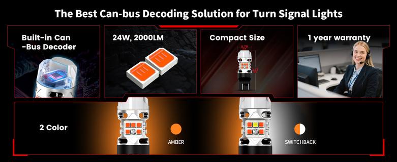 Lasfit (CK Socket) 3157 4157 LED Turn Signal Bulbs CanBus-Ready Switchback CK Socket | T3 Series,2 PCS