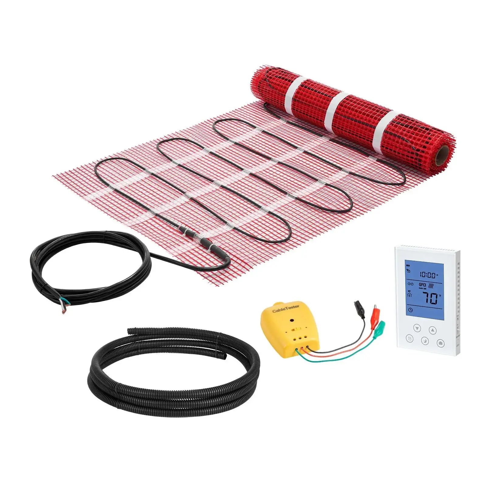 【SummerFinds】VEVOR 15 sqft Self-Adhesive Mesh Floor Heating Mat System,  120V Electric Radiant Heated Floor System, with Smart Control Thermostat & Alarm, Easy Installation for Tile, Stone, Vinyl