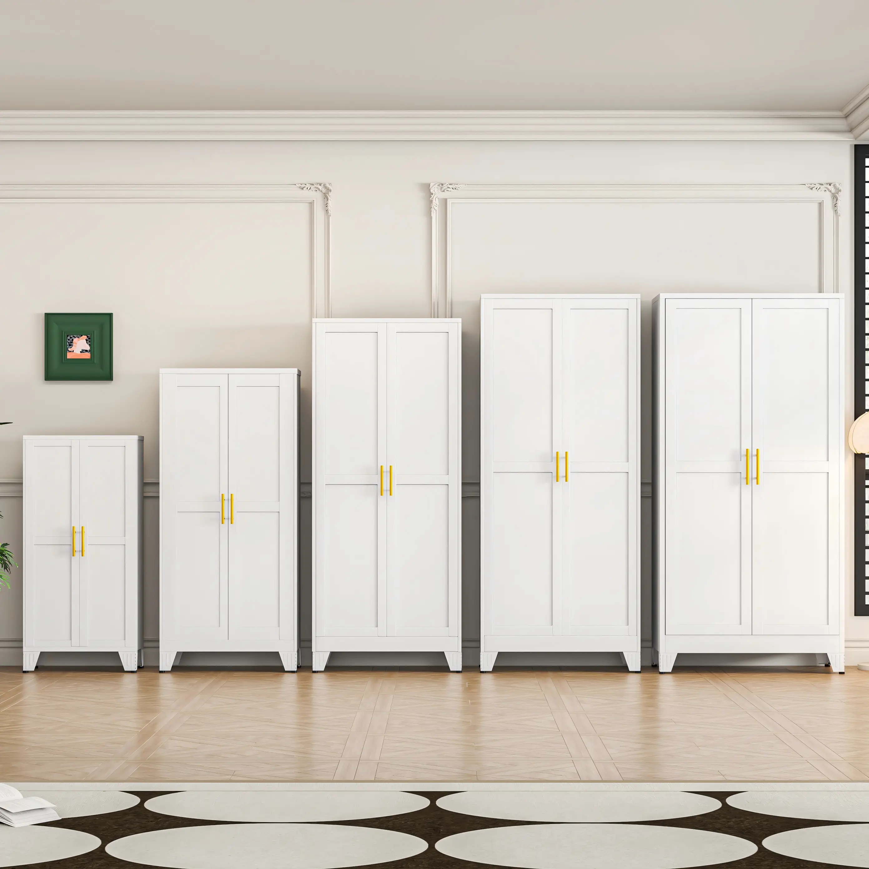 Metal Kitchen Pantry Storage Cabinet with 2 Doors &  Adjustable Shelves,There are 5 different sizes to choose from. Freestanding Cupboard for Kitchen, Dining Room, Living Room & Bathroom
